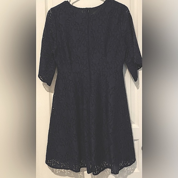 Zara Navy Embroidered Lace A-line Mini Dress - Picture 6 of 6